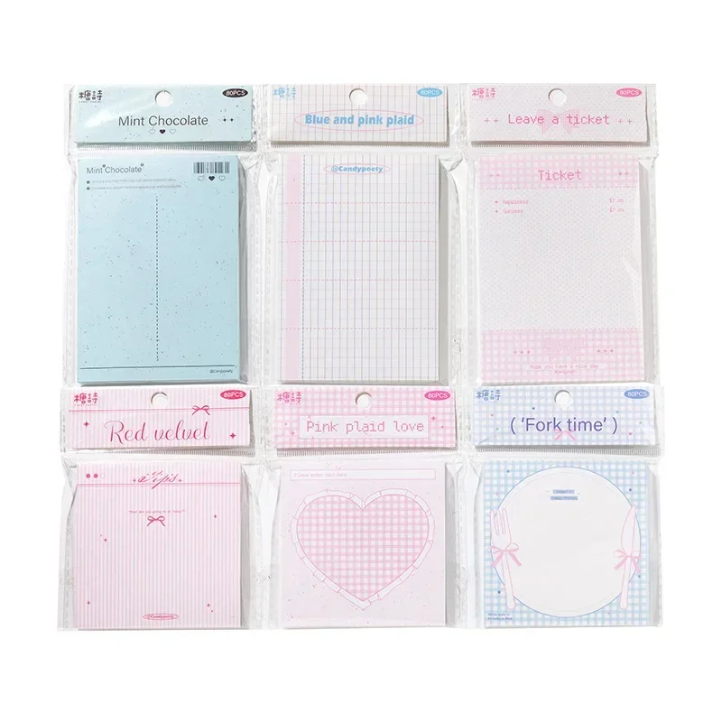 80 แผ่น Ins Kawaii เกาหลี Memo Note Pads คู่มือกระดาษข้อความสมุดบันทึก DIY ฐานวัสดุ Notepad เครื่องเขียนโรงเรียน