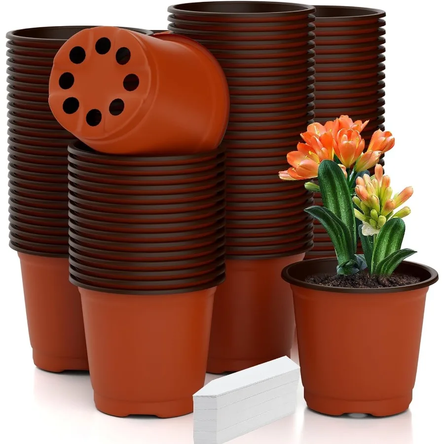 

Детские горшки 100 шт. 4-дюймовые горшки для растений с 100 этикетками Горшок для посадки растений Крытый и открытый пластиковый цветочный горшок для саженцев