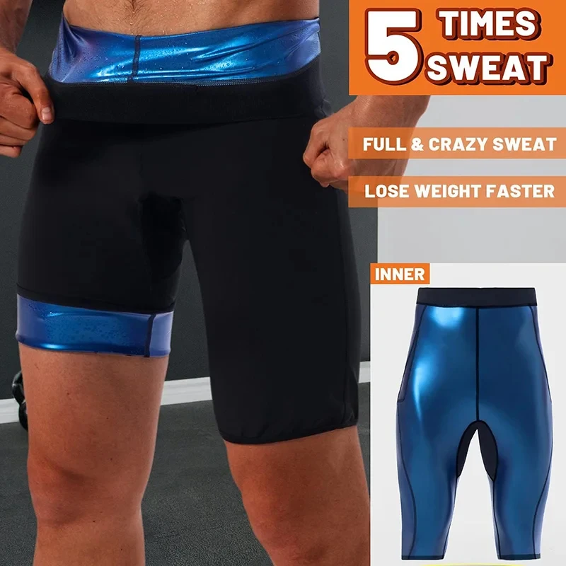 Sauna Sweat Short Pants for Men Hot Thermo Sauna Leggings Compression Hight Waist Pants Workout Body Shaper Sauna Suits image 4