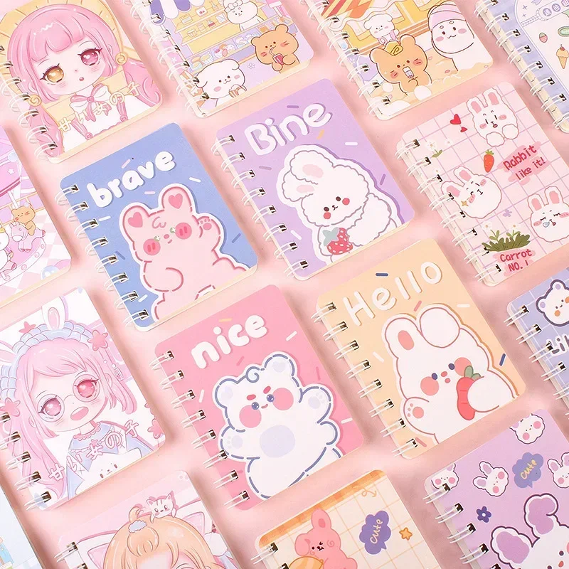 Criativo Cartoon Bobina Livro, Abastecimento Escolar Estudante, Notebook de bolso, Sketchbook, Portátil Mini Notepad, Papelaria Kawaii, 80 Folhas, 1Pc