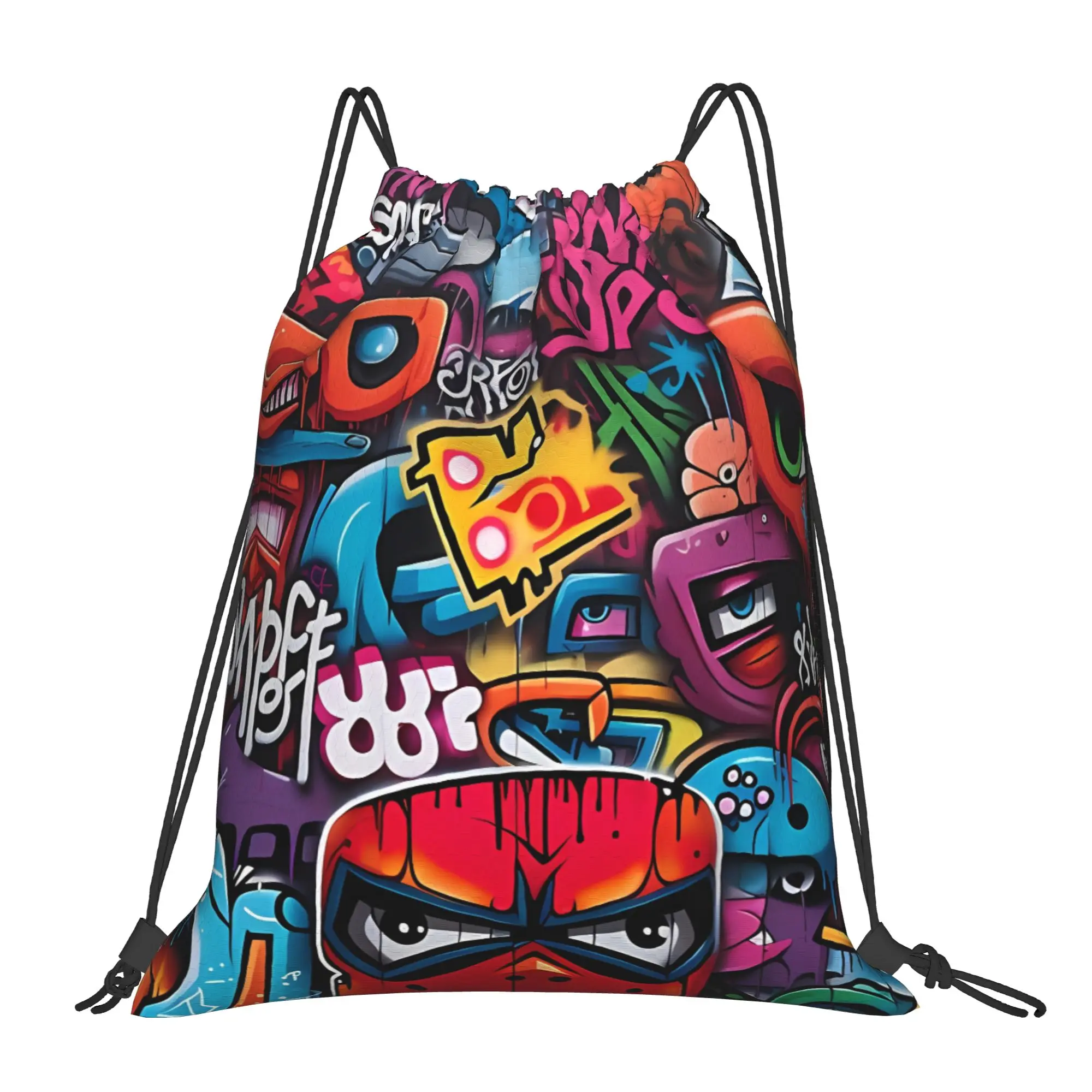 Y2K urban art Graffiti Portable Travel Riding Gym Drawstring cool gift Storage Backpacks