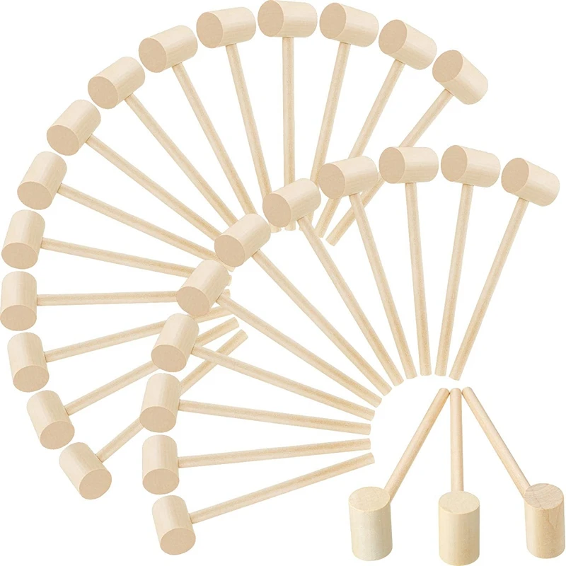 New 28 Pieces Wooden Crab Lobster Mallets Seafood Shellfish Crab Mallet Solid Natural Hardwood Crab Hammer For Cracking