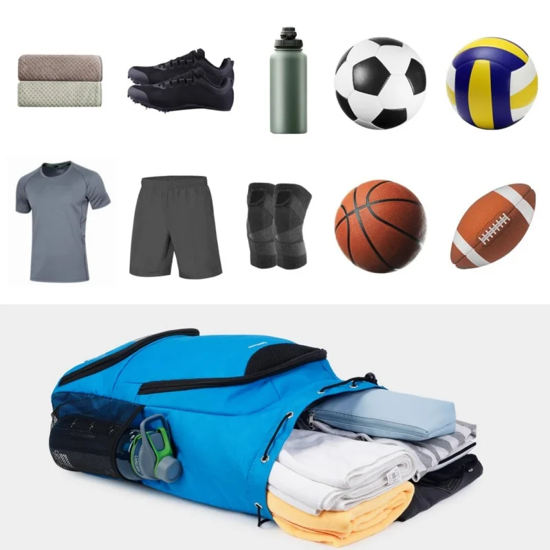 Drawstring Gym Bag Outdoor Sports Basketball Bag Dry Wet Separation Shoes Helmet Storage Bag Men Women Training Sports Backpack