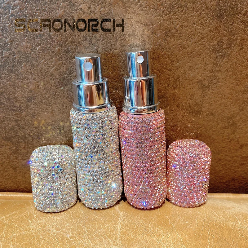 

5/10ml Portable Storage Box Perfume Spray Bottle Rhinestones Sparkling Spray Bottle For Travel Cosmetic Essential Oils Container