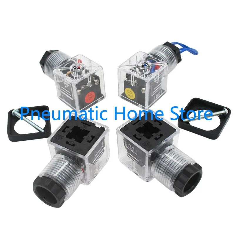 5pcs Hydraulic Solenoid Valve Plug with Lamp Plug Dc24v Electromagnet Junction Box Indicator Junction Box Ac220V Accessories