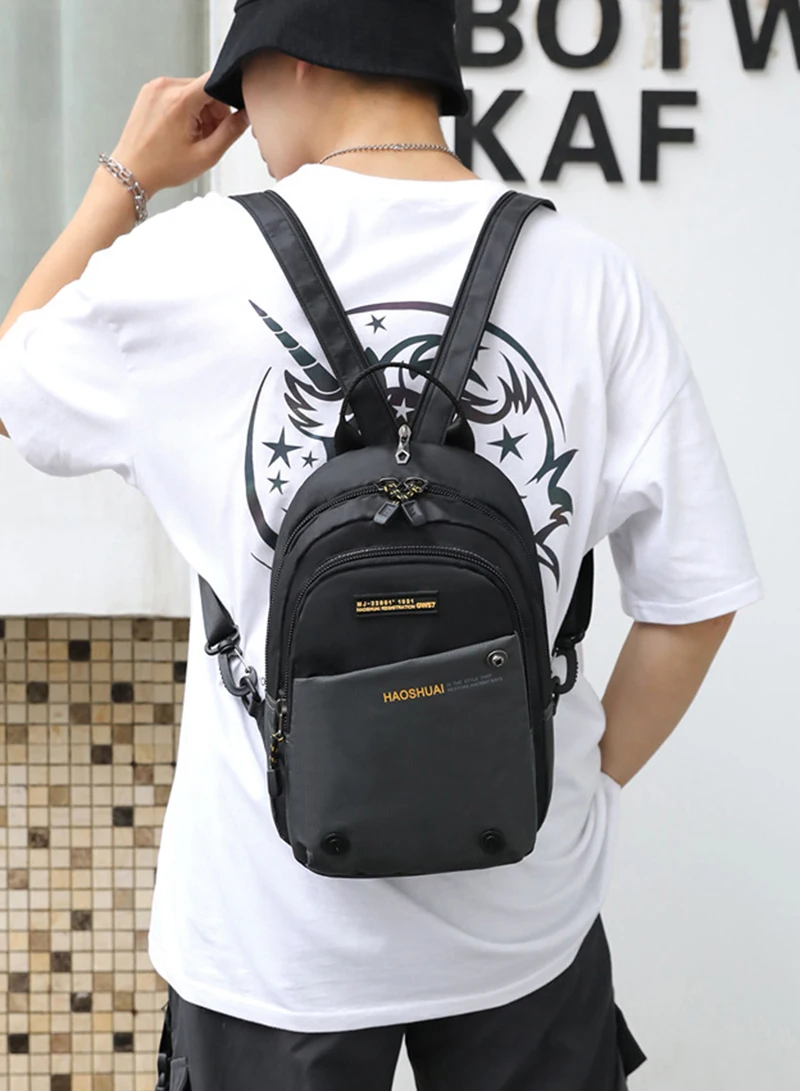 Mochila de Nylon Multiuso para Homens, Mochila Mochila Pequena, Mensageiro, Corpo Cruz, Bolsas Peito, Viagem, Moda, Masculino