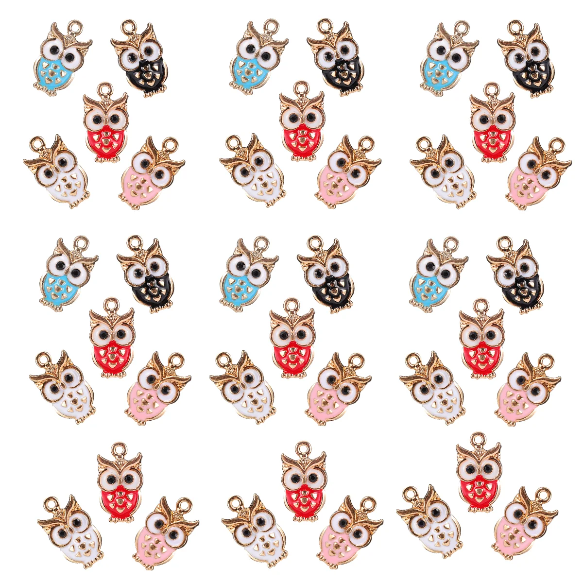 

50 Pcs Owl Oil Drip Pendant Bracelet Charms Alloy Enamel Rainbow Pendants DIY Jewelry Making Accessories