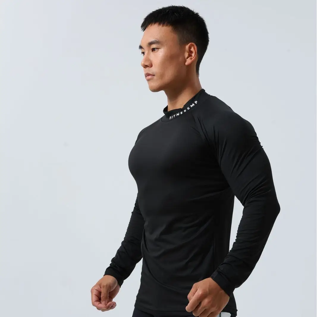 Men\'s Spring Round Neck Warm Long Sleeve Sports Quick Dry Outdoor Tight Leisure Running Fitness Super Elastic Breathable