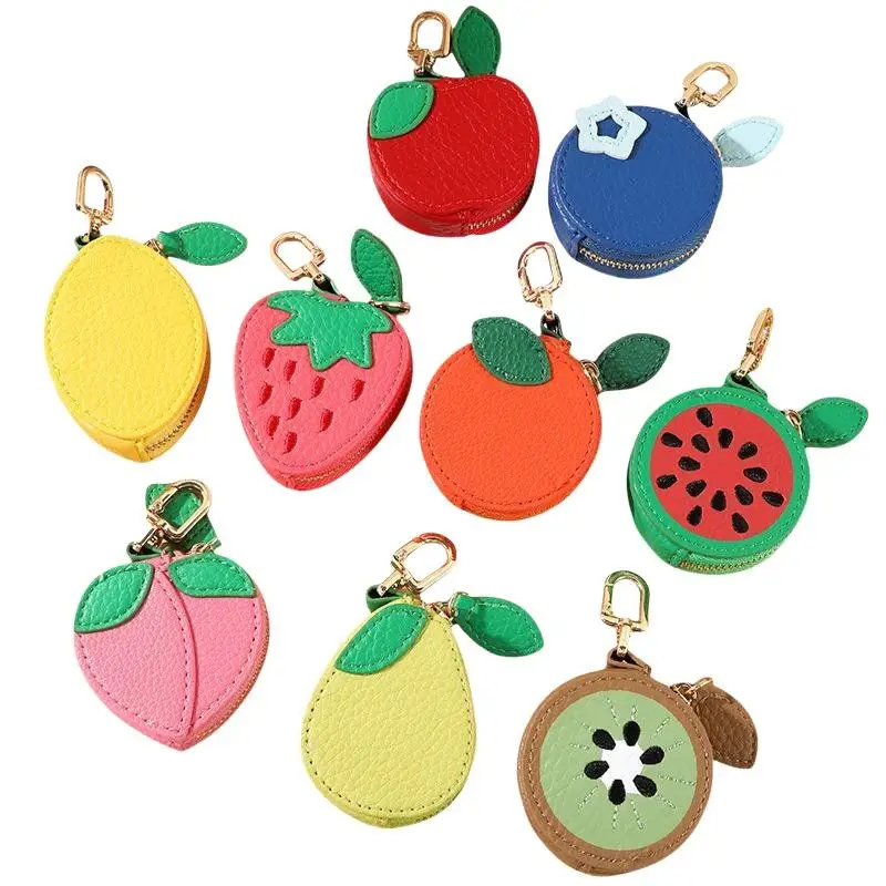 1 Stück Blaubeer-Design Frucht-Charm Münzbörse Niedlicher PU-Leder Anhänger Schlüsselanhänger Kopfhörer-Tasche Mini-Aufbewahrungstasche – Detail 8
