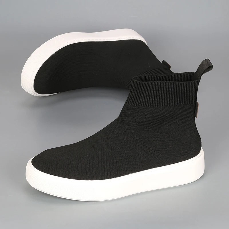

New Black High Top Mesh Shoes For Men's Trendy And Versatile, Lightweight, Comfortable, And Breathable