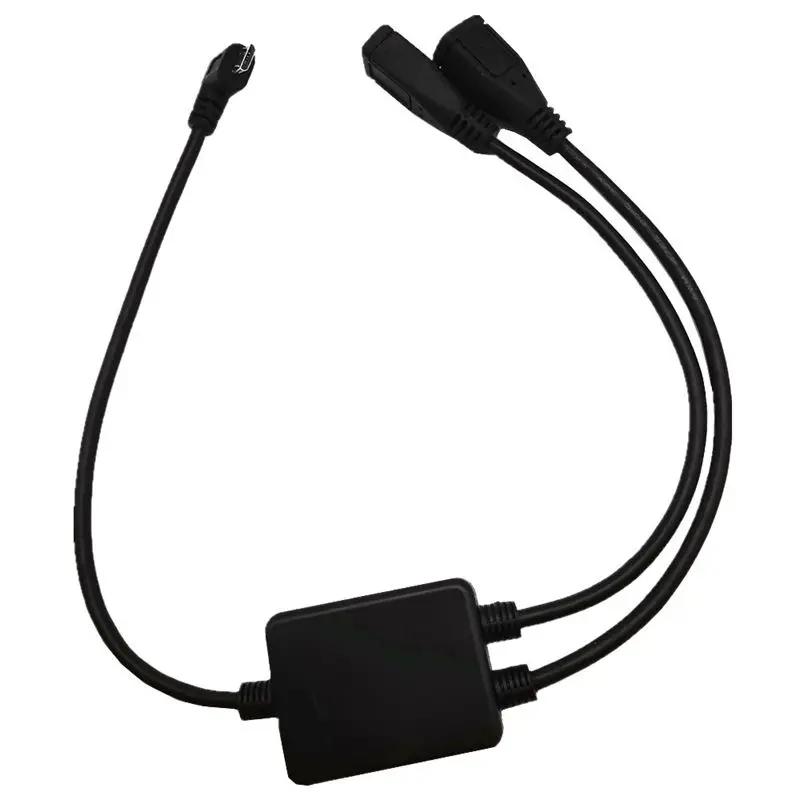 Simultaneously Transmitting Data with Dual Data Chips, Micro USB 5Pin Male to 2 * Micro 5P Female 1/2 Charging Data Cable 30cm