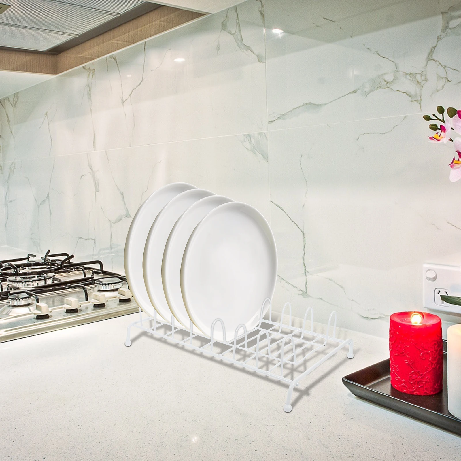 

Bowl Dish Drying Rack Kitchen Tableware Organizer Drain Stand Storage Shelf For Plates Flatware Utensils Drainer