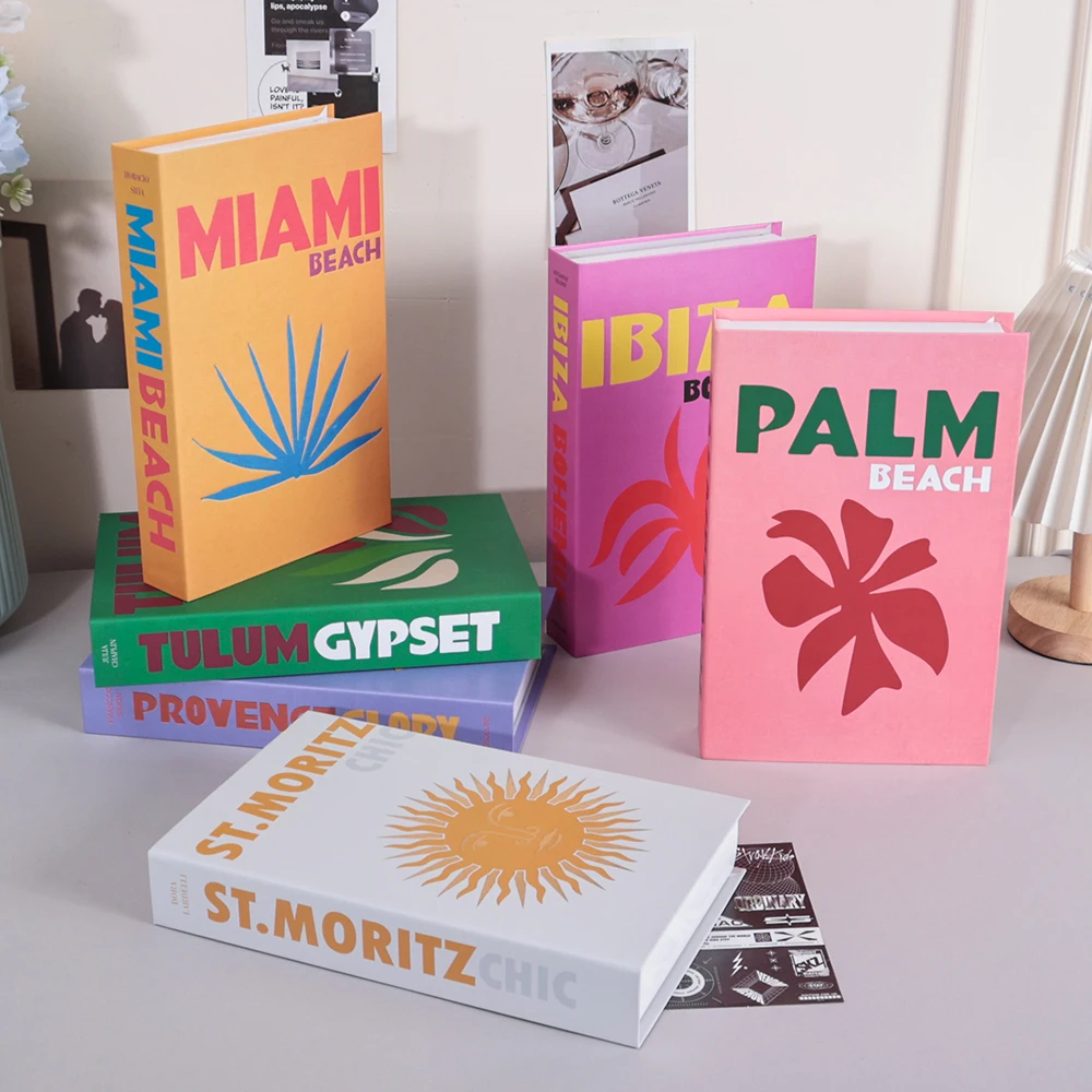 سلسلة أزياء السفر كتب وهمية الديكور غرفة المعيشة جماليات الدعامة الكتب زينة طاولة القهوة الحلي الإضافية