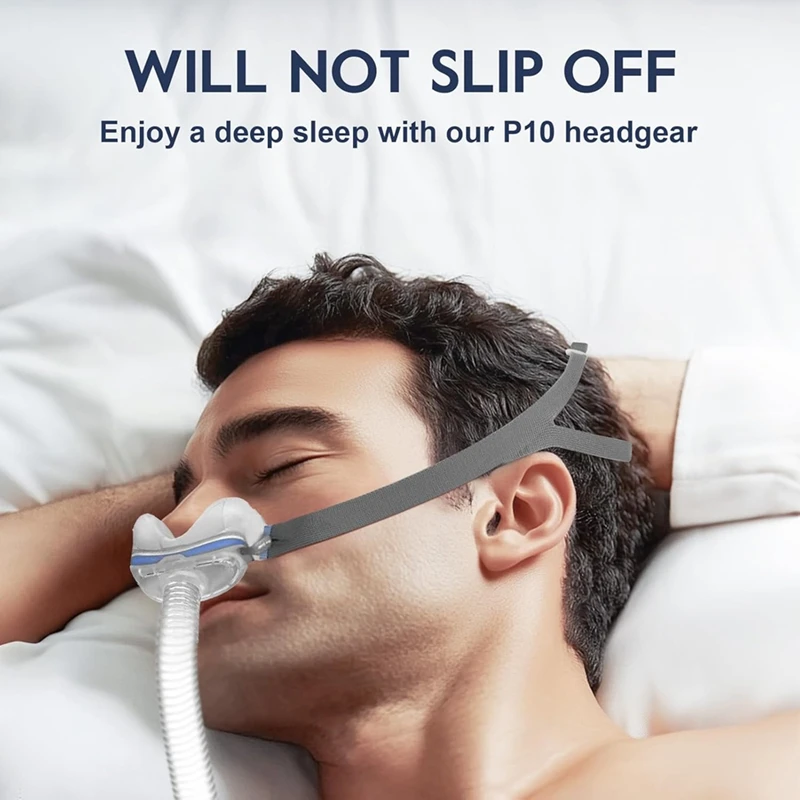 قطعتان من حزام أغطية الرأس Air Fit P10، بدائل أغطية الرأس CPAP لقناع وسادة الأنف Airfit P10، مع 6 مشابك تعديل