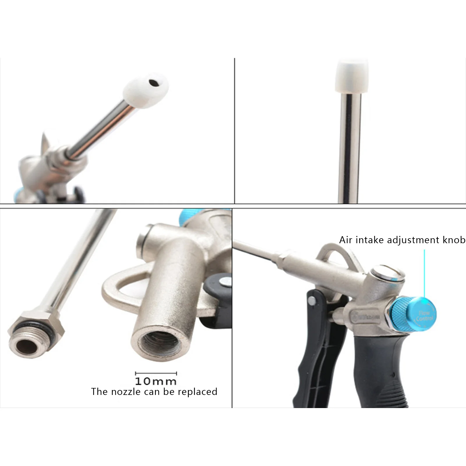 2-Way Air Blow Gun with Adjustable Air Flow Extended Nozzle Dust Cleaning Tool Dust Pneumatic Accessory