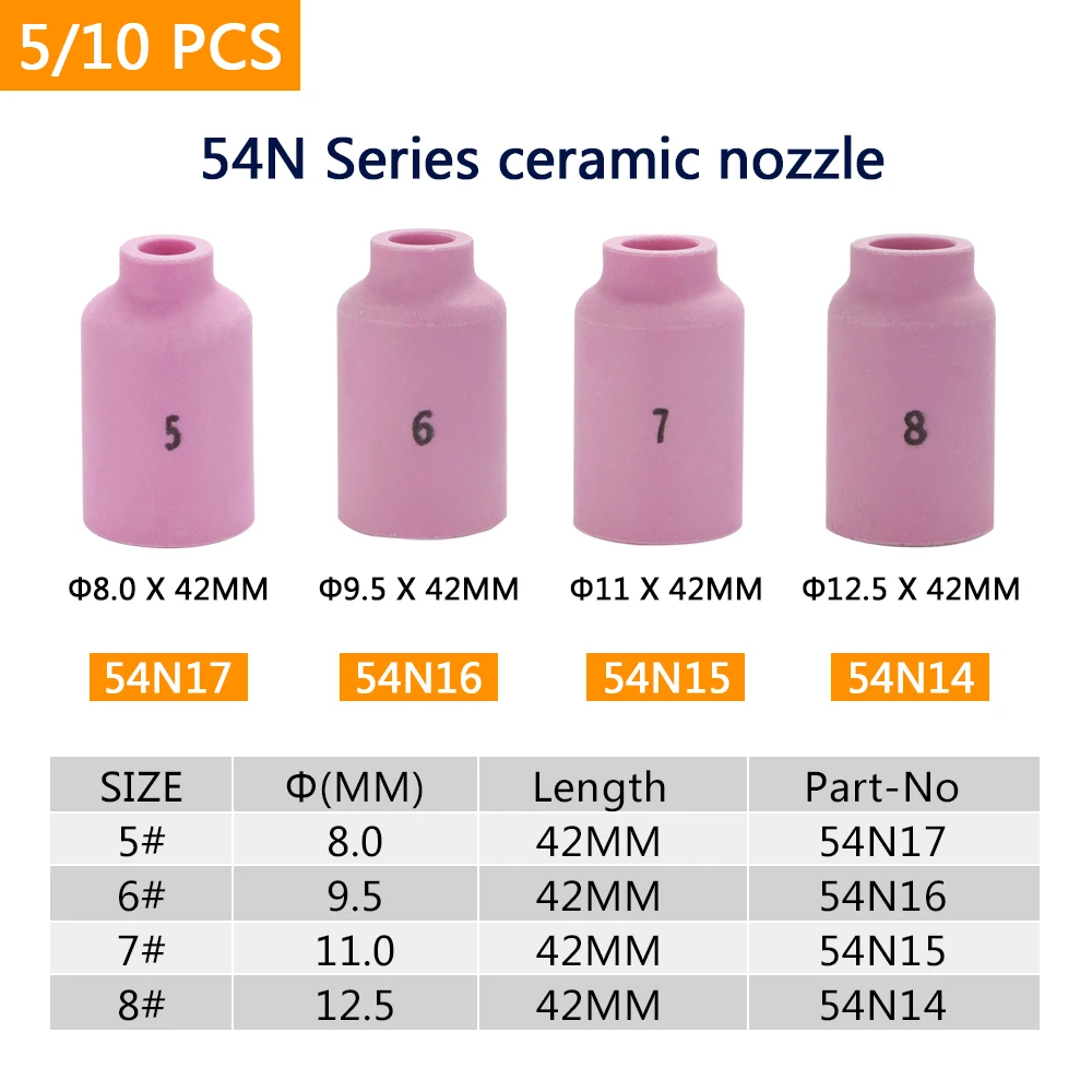 54N14 54N15 54N16 54N17 54N18 54N19 54N12 Alumina Nozzles For TIG WP17 18 26 Welding Torch Accessories Consumables