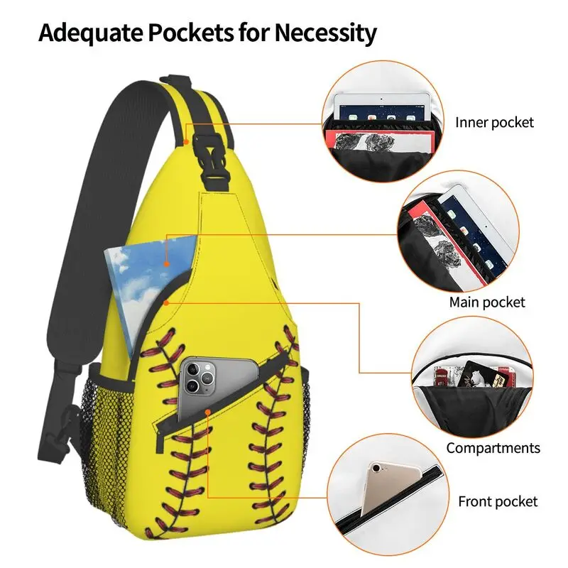 Bandolera informal de béisbol y Softball para hombre, bolso de hombro con encaje para viajar, mochila cruzada para el pecho