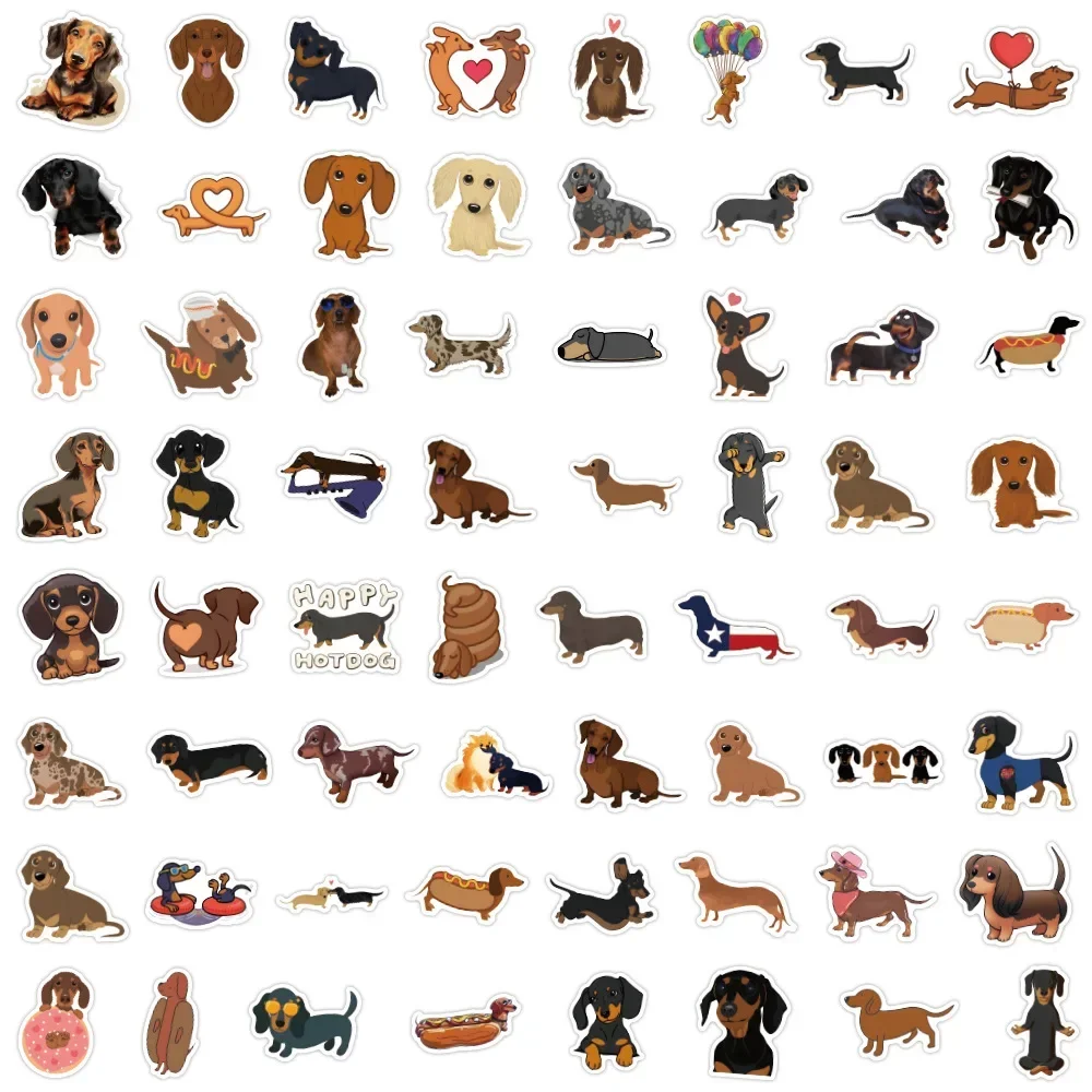 

60PCS Cute Dachshund Cartoon Doodle Stickers Kawaii Dogs Cartoon Decal Luggage Phone Scrapbook Waterproof Sticker Kid Toys Gift