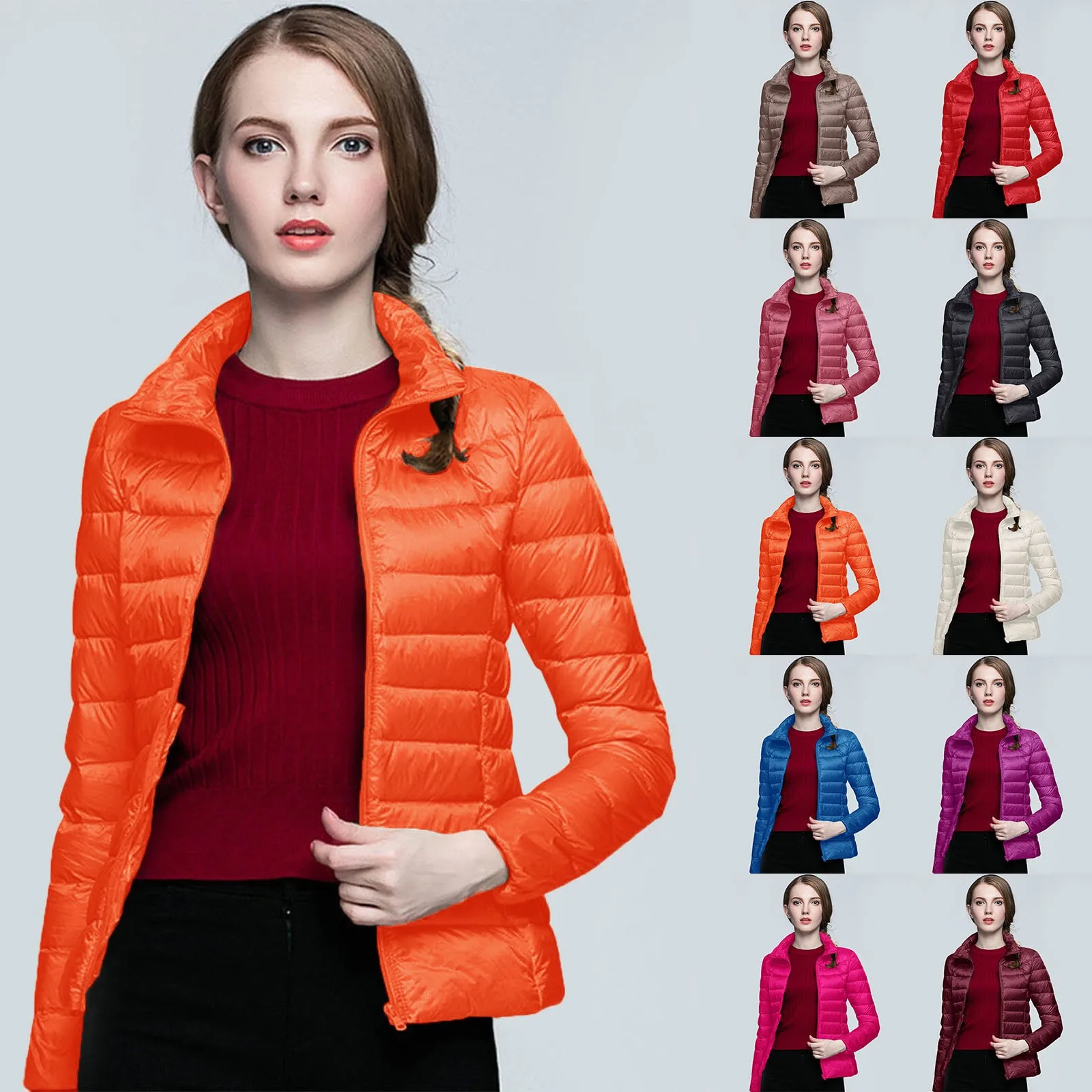 Women Short Puffer Jacket 2023 New Fashion Stand Collar Lightweight Water-Resistant Packable Female Down Parka Casual Coat