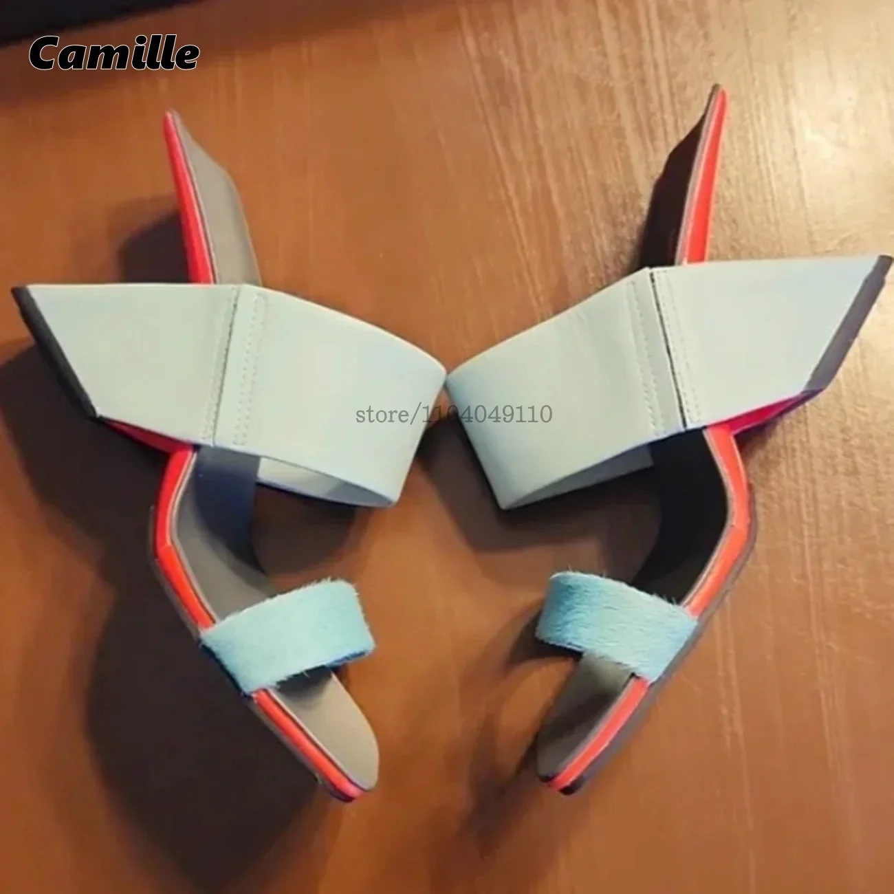 

Catwalk Style One Word Belt Strange Heel Sexy Sandals 2025 New Size 34-41 Sexy Casual Sandals Snake Pattern Slip On Daily Sandal