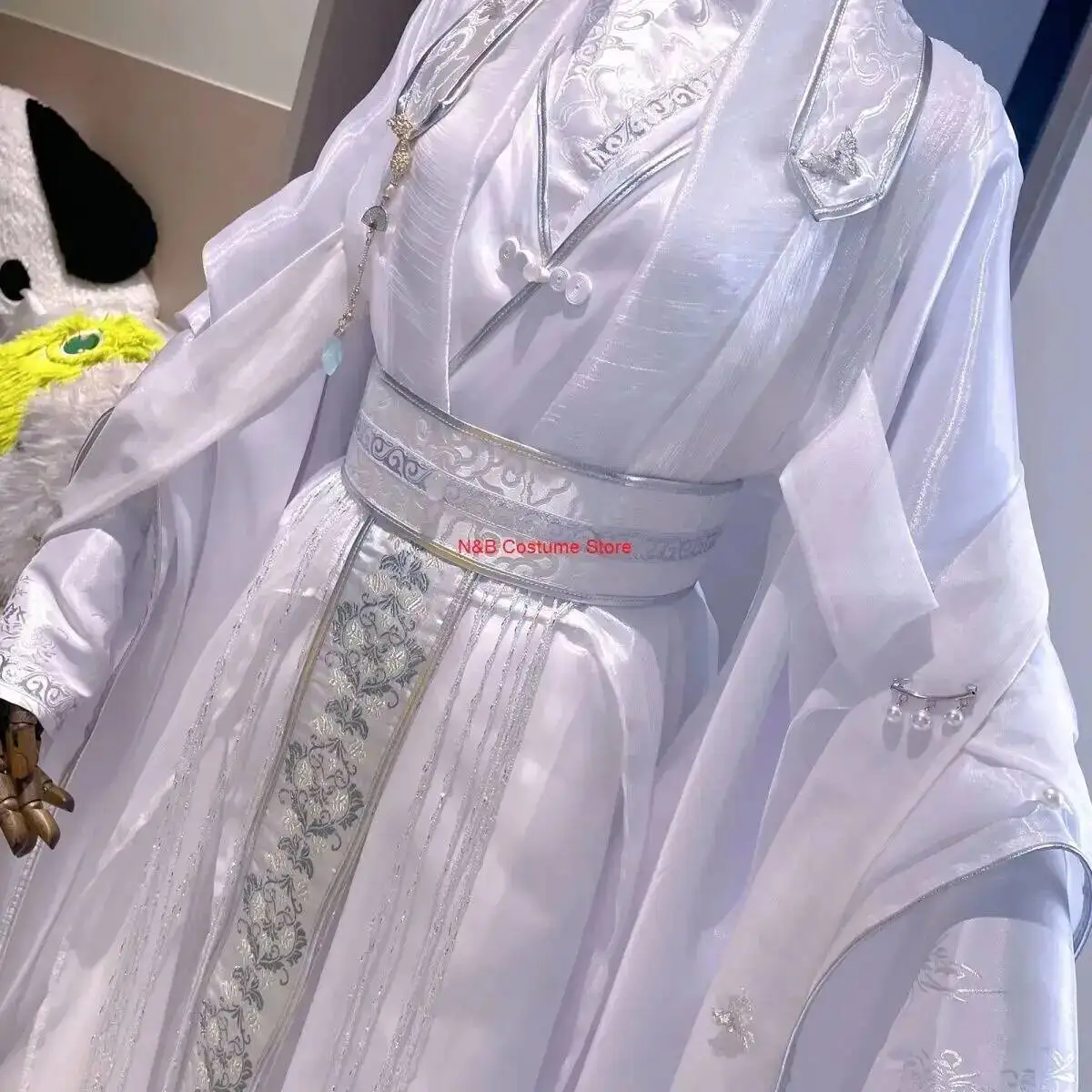 الأبيض الجنية زي الهالوين التأثيري شين لانتشو شي تشينغ شوان الأزياء القديمة سوبر الخالد أنيمي إيه ها تشو وانينغ