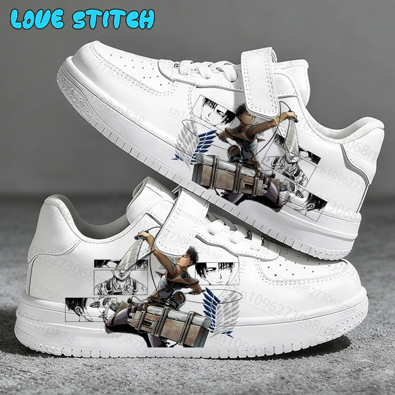 Attack on Titan – chaussures blanches pour garçons et filles, respirantes, universelles, à semelle souple, imprimées, pour skateboard, taille 28-40