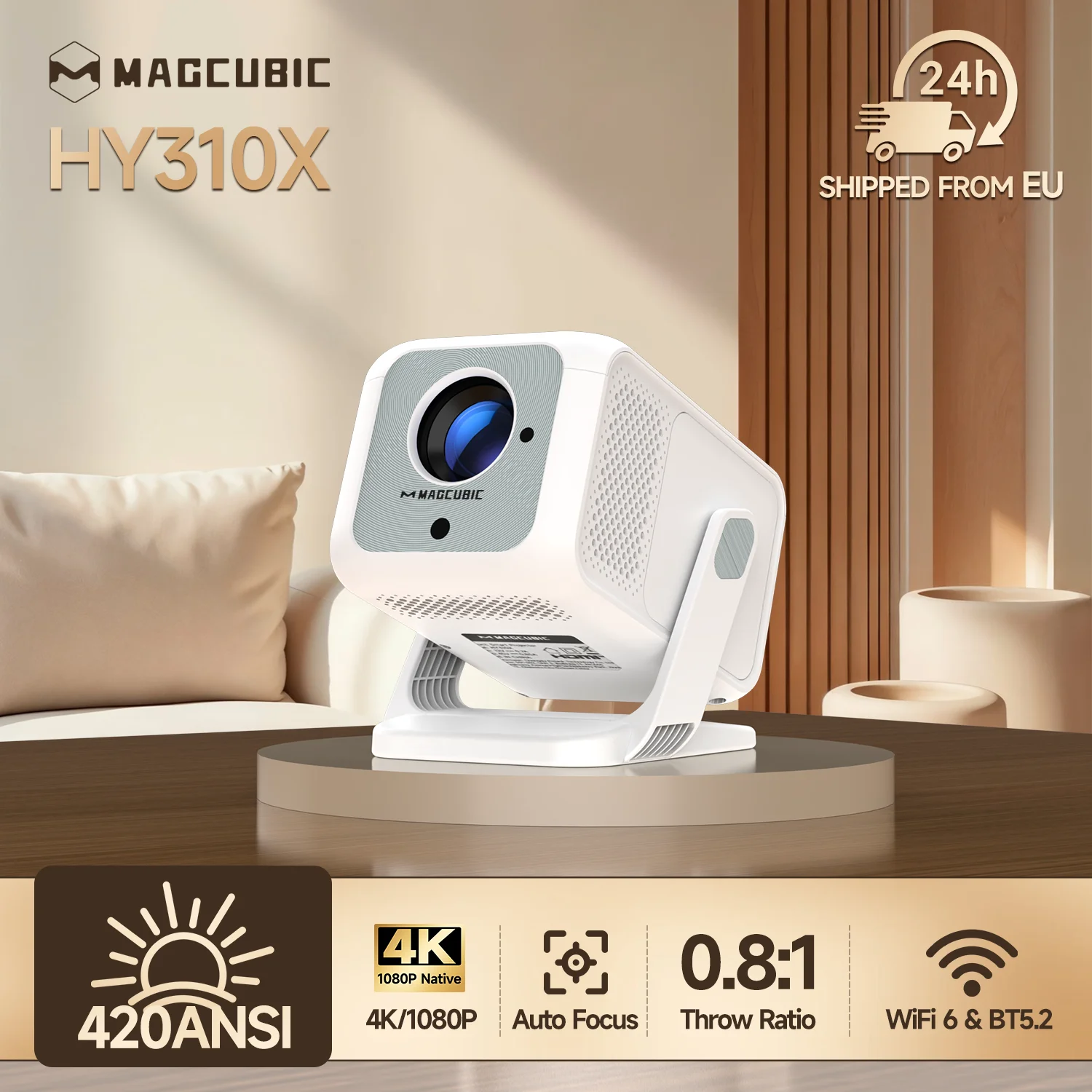 Magcubic HY310X Portable Projector 4K 420ANSI WiFi 6 Auto Focus Android 11 Projector Support Full HD 1080P Home Outdoor Cinema