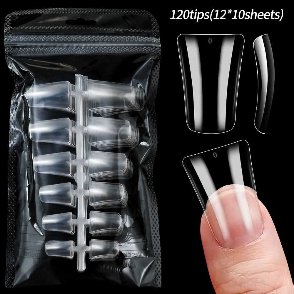 120pcs 12-Sizes Duck Feet Style False Nails Duck Nail Tips Gel X Duck Curved Nail Tips Fan-shaped Nail Design & Salon Extensions