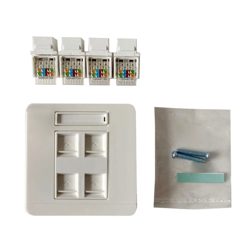 4 Ports UTP CAT6 Module RJ45 Connector Information Socket Computer Coupler Cable Adapter Ethernet Tool-Free