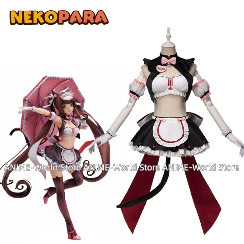 Spiel Nekopara Cosplay Kostüme Chocola Cosplay Kostüm Dienst mädchen Outfit Kleidung passt Frauen schwarze Kleider komplettes Set