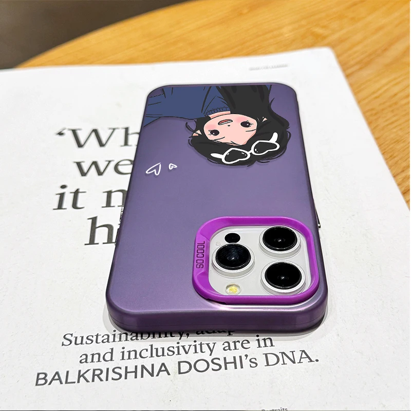 Lovely Couple Couple Phone Case for iPhone 16 15 14 13 12 11 Pro Max XS X XR 8 7 Plus SE 2020  Plating Matte Shockproof Cover