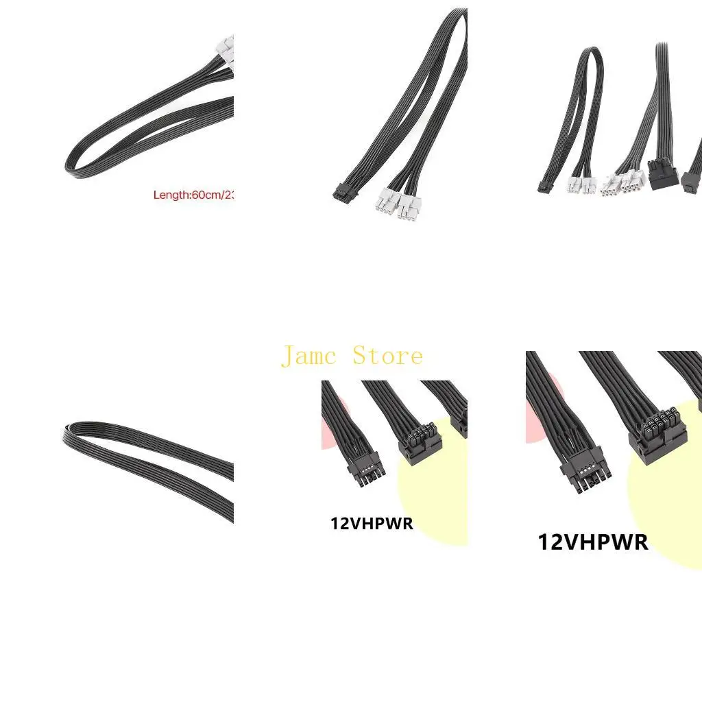 LX0B 12Pin to Two 8Pin PCIe GPU Power Extension Cable for Km3 Series Mainboard Power Cord 60cm 23.6in for Graphics Card