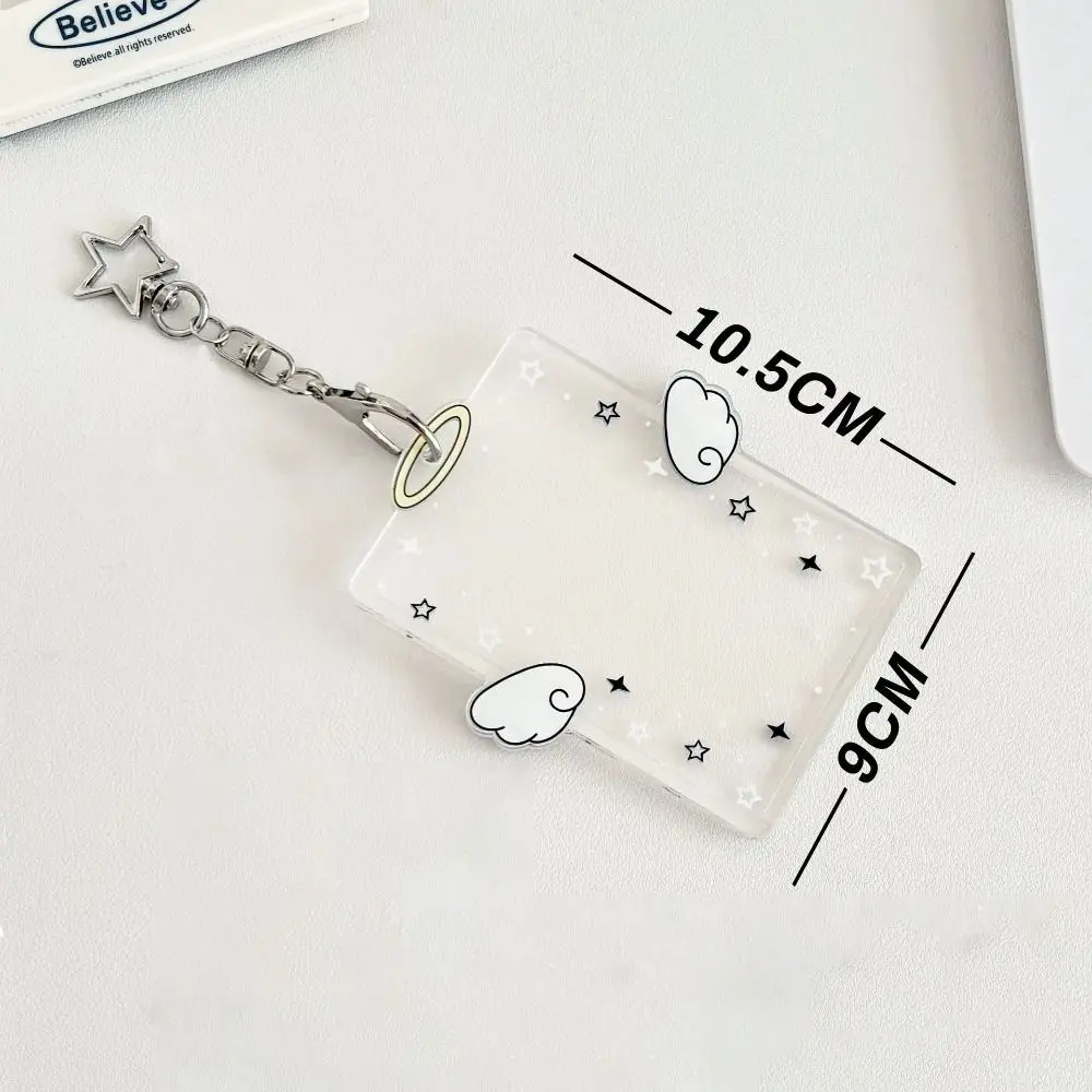 New Acrylic Card Holder Cartoon Kawaii Photos Protective Cover Wings Stars ID Card Card Holder Student