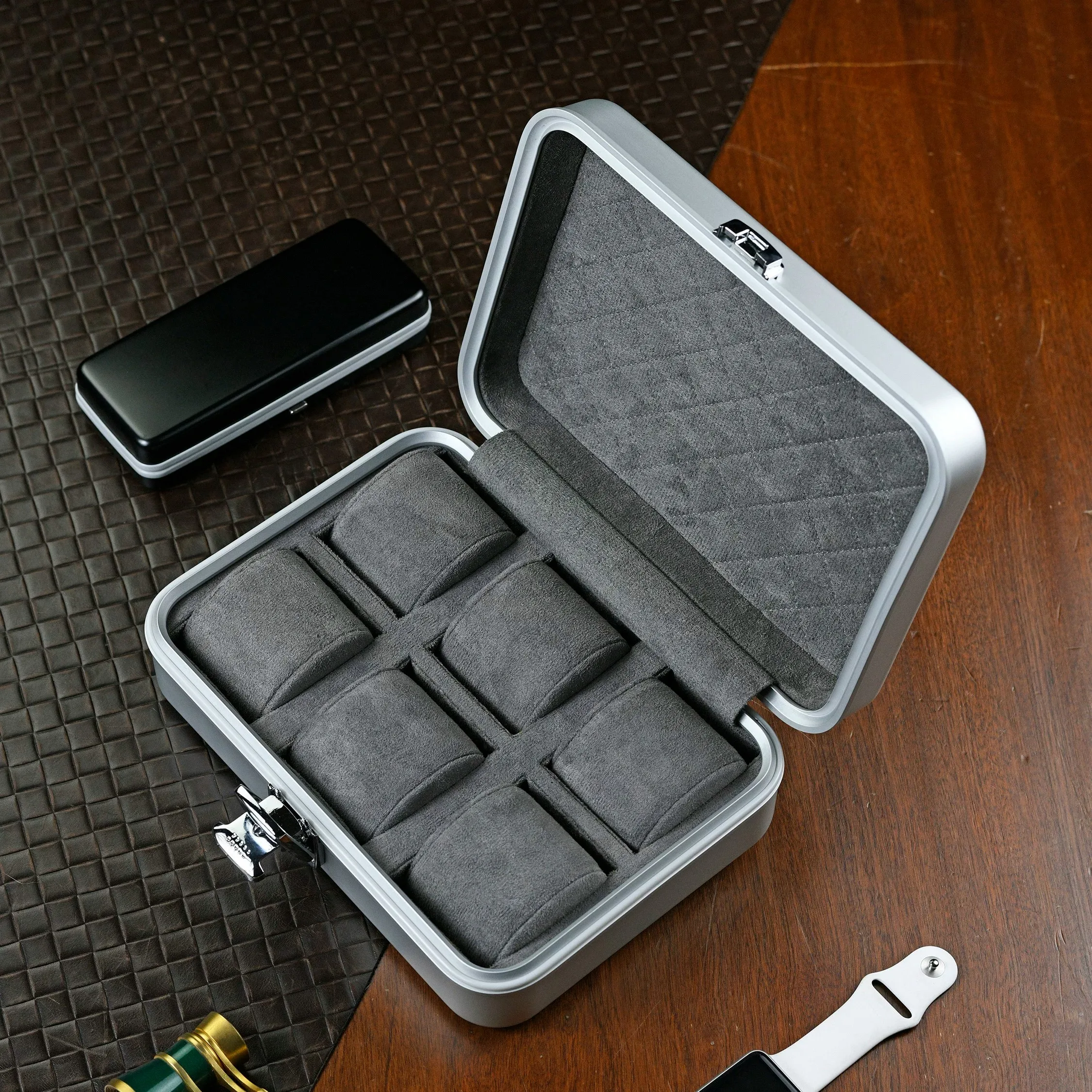 Luxury High-end Lockable Aluminum-magnesium Alloy Jewelry Storage Box Jewelry case Watch Necklace Ring Portable Protective case