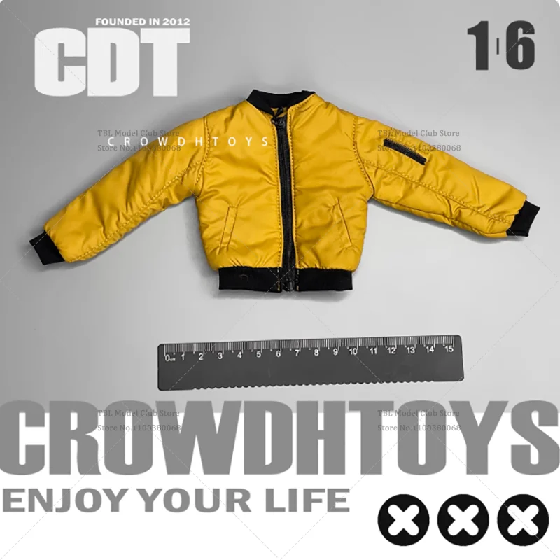 CROWDHTOYS Odzież męska w skali 1/6, kurtka bomberka, wojskowa wytrzymałość, klasyczny styl, płaszcz dla 12-calowej figurki żołnierza, scena z figurką.
