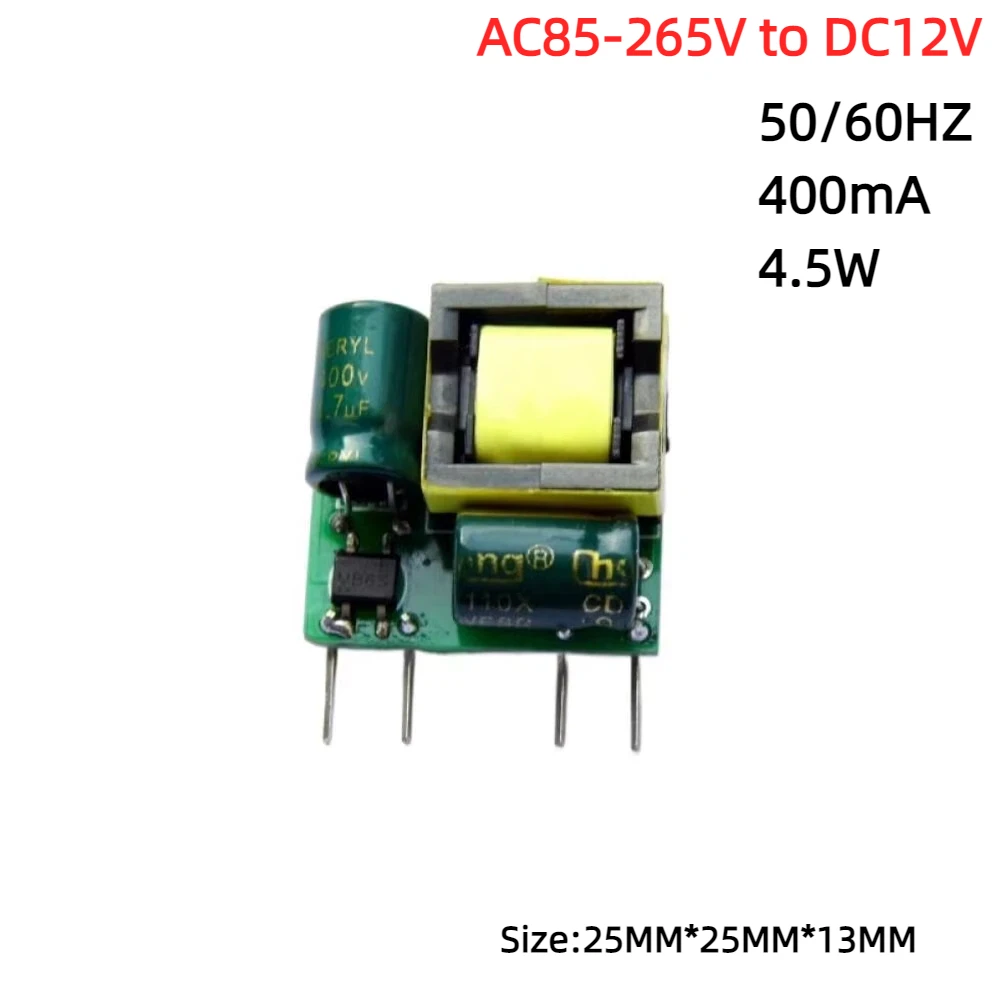 12V 400MA Switching Power Supply Module AC-DC Converter AC85-265V to DC12V Step-down Power Board with Short-circuit Protection