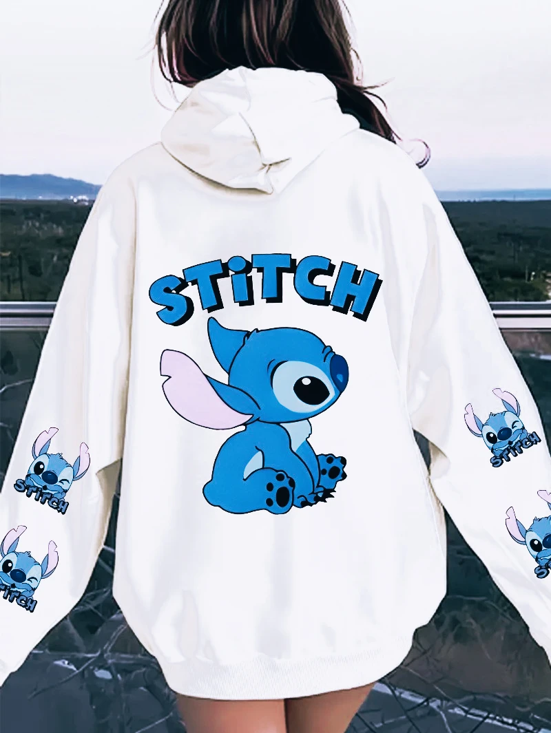 Disney's Official Women's Lilo & Stitch Hoodie - Winter Pullover with Stitch & Bunnies Design Fan Casual Gift Disney Hoodie