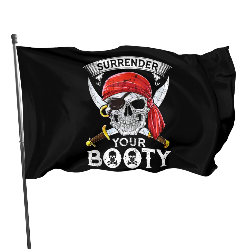 Pirate Flag Surrender Your Booty Banner Size Pattern Custom Home Decor Outdoor Decoration Flags