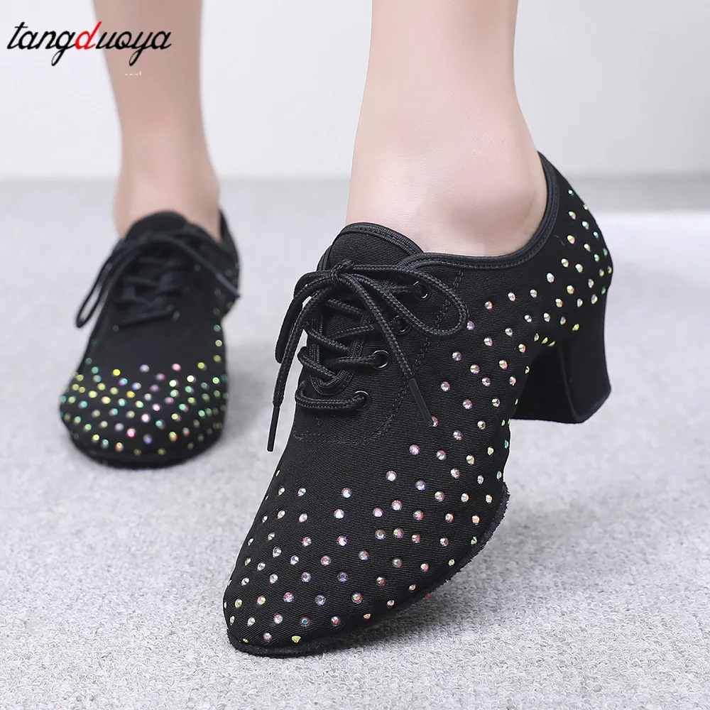 Black Flash Professional Salsa Dance Shoes Men Women Standard Ballroom Tango Latin Teacher Dance Shoes Canvas Jazz Sneakers