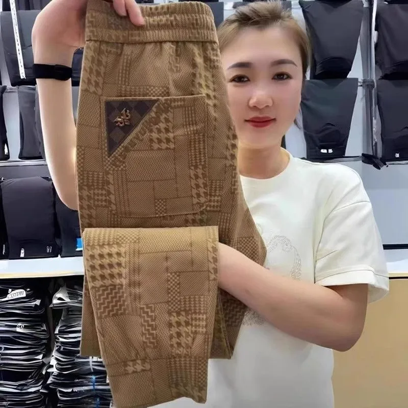 بنطلون رجالي كاجوال من الحرير الصناعي، فضفاض، للربيع والخريف، بنطلون طويل للراحة، سريع الجفاف، من ألياف البوليستر، ملابس عمل ...