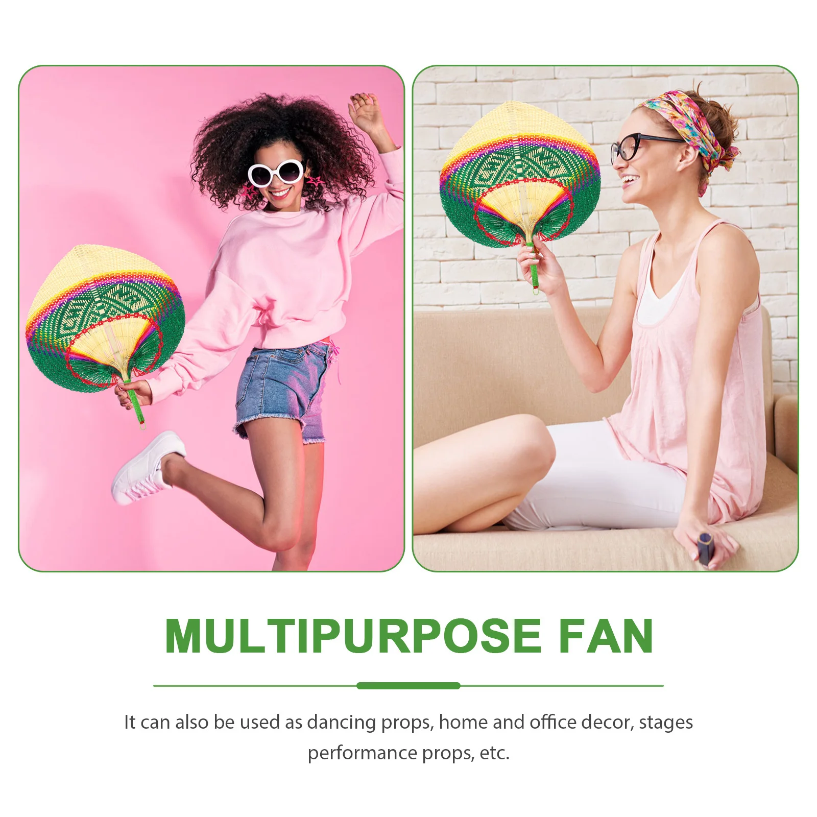 

Peach Shape Bamboo Handwoven Fan Woven Summer Cooling Decorative Hand Fan Outdoor Use Outdoor Fans Cooling Fans