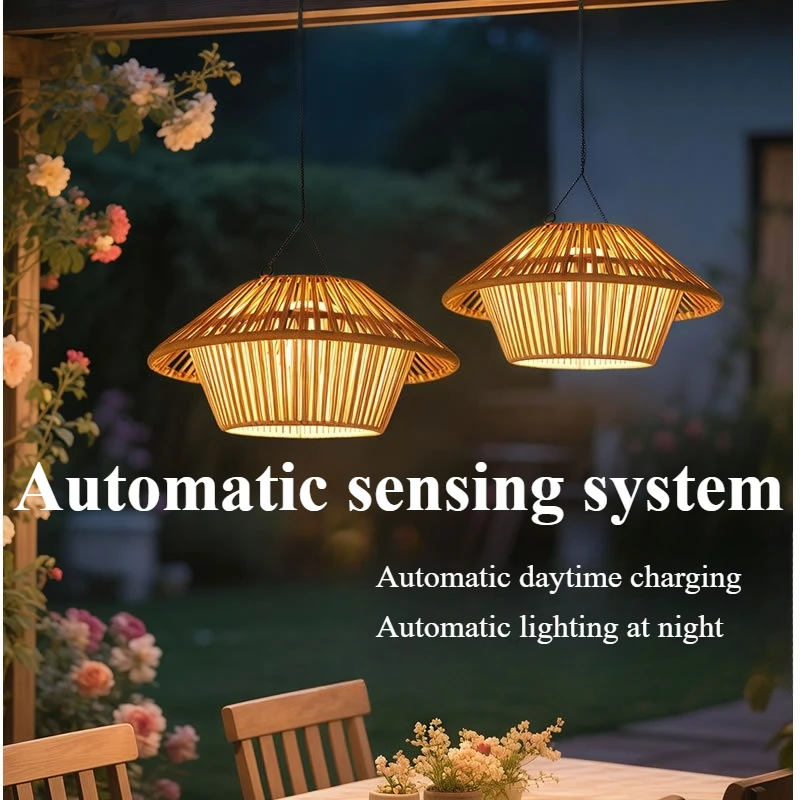 

New Solar & USB Rattan Hanging Lights - Outdoor Garden Porch Lanterns for Patio Yard Courtyard Decoration