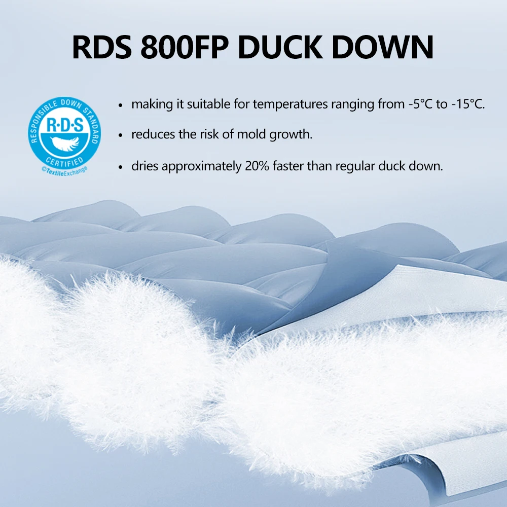 와이드시 800FP 덕다운 침낭 500G 충전재 15D 나일론 원단 초경량 캠핑 침낭 -8 °   하이킹 및 캠핑 장비 썸네일 4