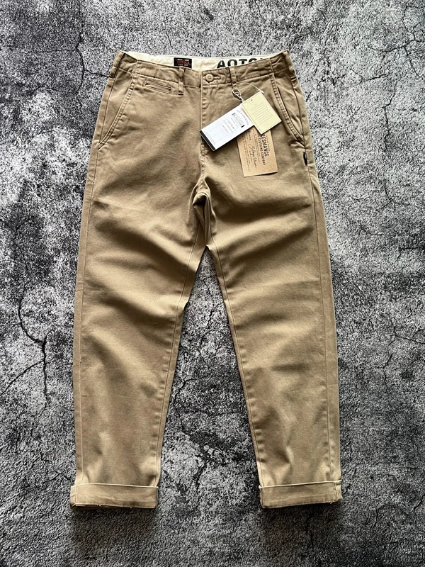 

American Retro Heavyweight Cotton Elastic Comfortable Color Simple Casual Pants Versatile Spring Autumn Men's Workwear ...