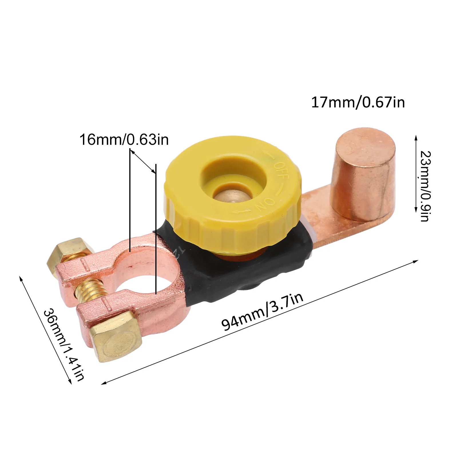 Battery Power Shutoff Switch Power Battery Disconnect Switch Negative Terminal ABS Brass for 6V 12V 24V Cars RVs ATVs