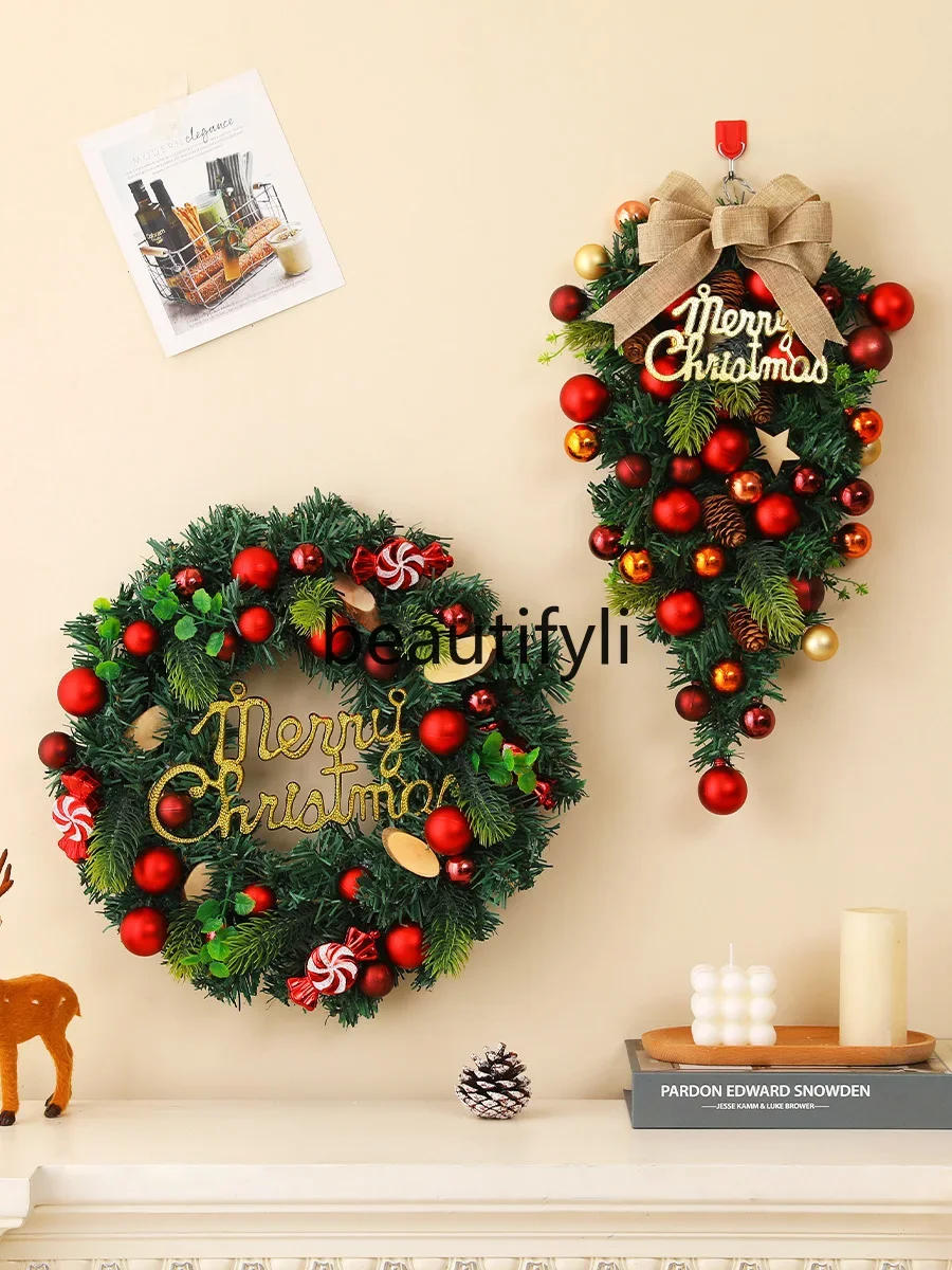 Christmas decorations Christmas wreath pendant rattan hotel shopping mall layout window