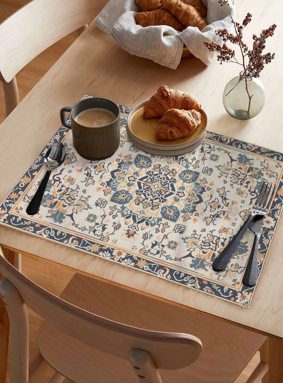 Ethnic Style Retro Persian Pattern Floral Kitchen Tableware Cup Bottle Placemat Coffee Pads 4/6pcs Desktop Mats