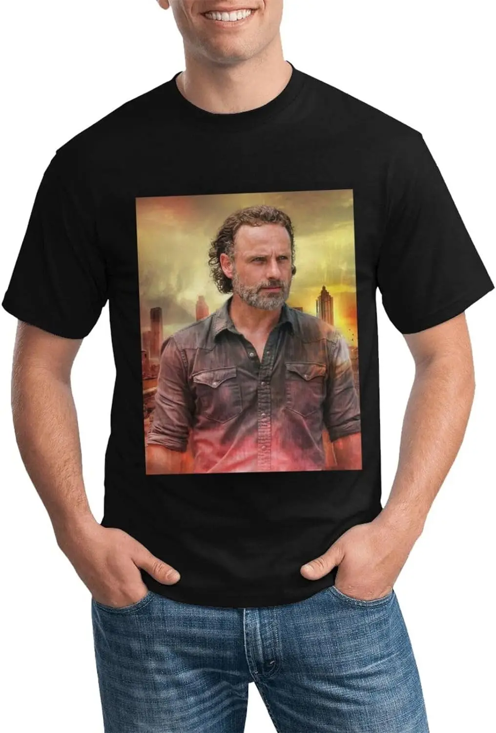 Andrew Lincoln T-Shirt Crewneck Top Rick Grimes Short-Sleeve T-Shirt 100% Cotton Tees for Men,Women (8Sizes)