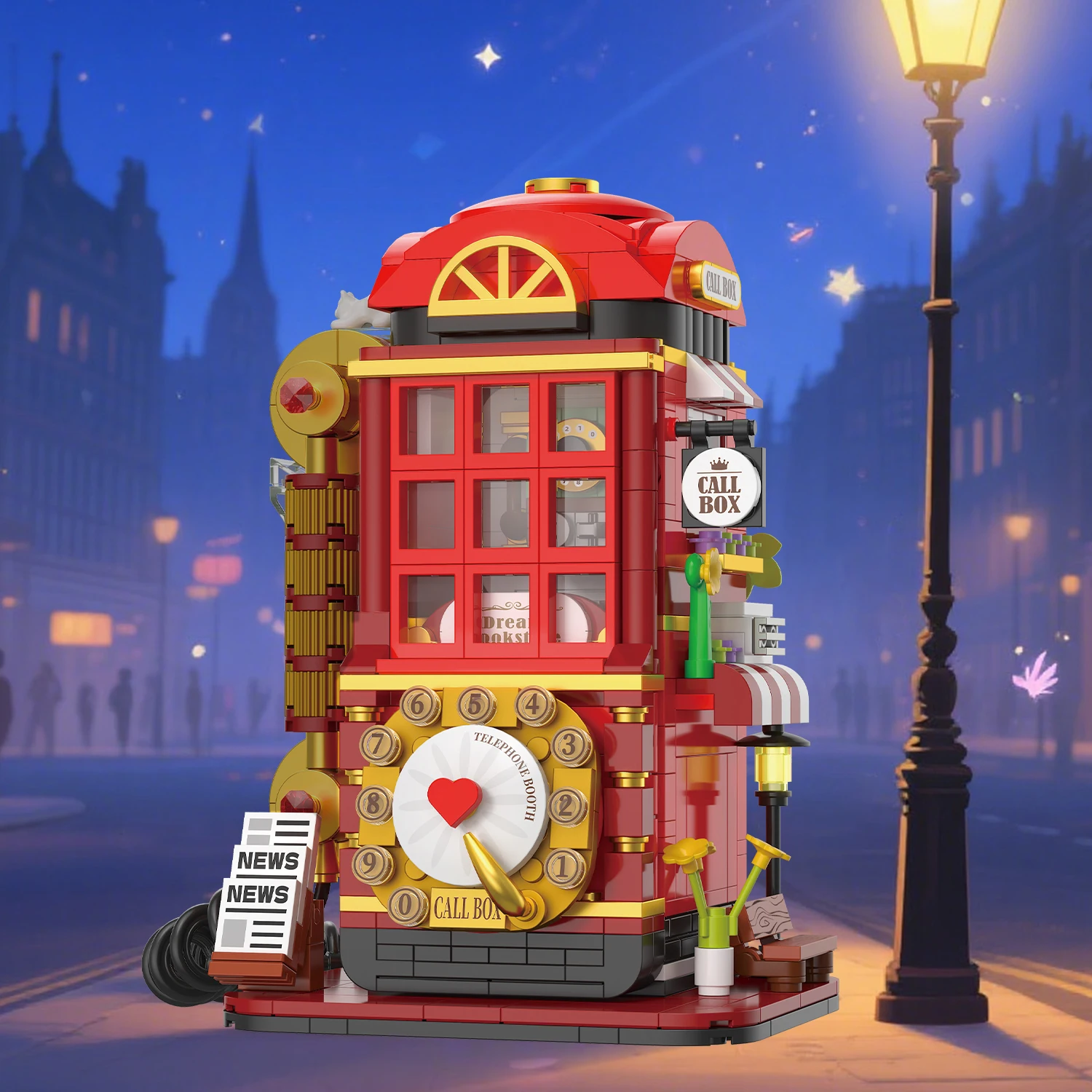 662Pieces Telephone Booth Building Blocks Street View Architecture Plastic Model Diy Assemble Bricks Toy Gift for Kid Girl Adult