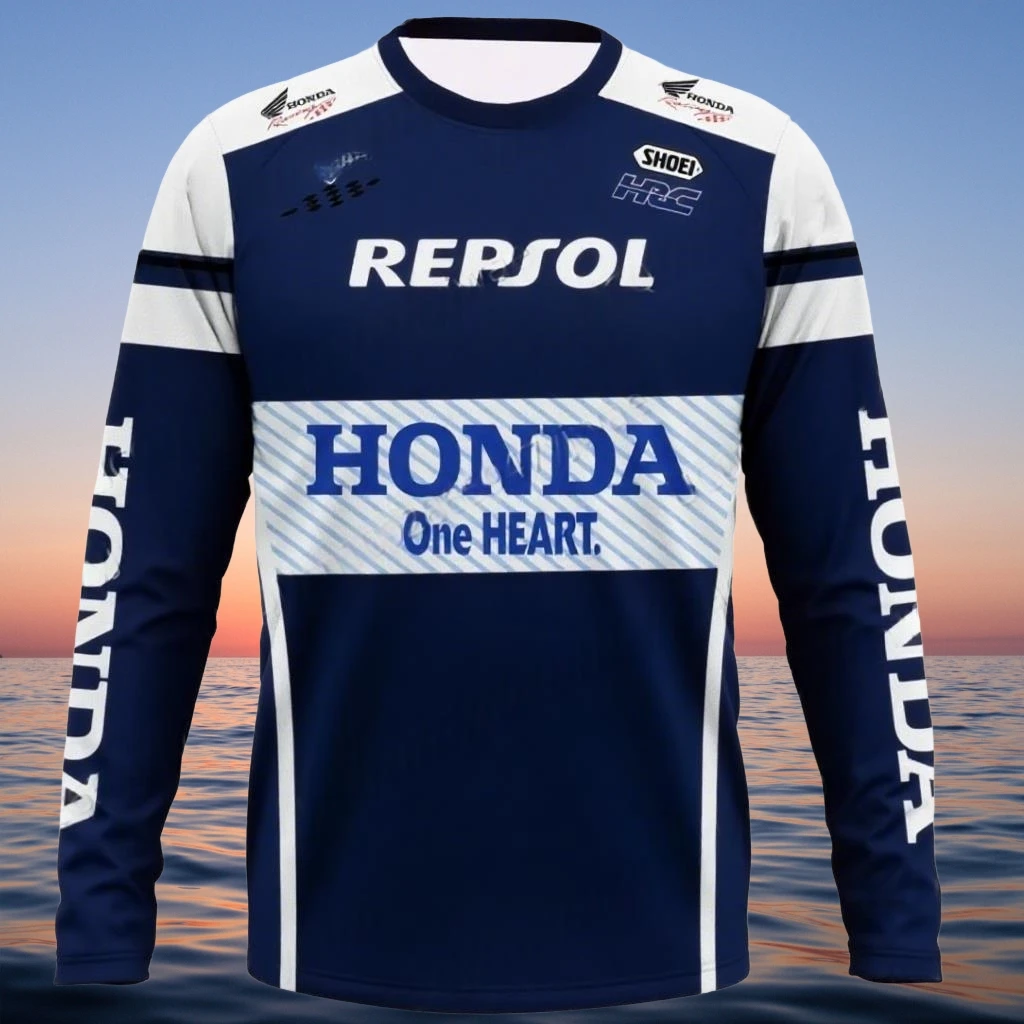 Nueva camiseta para motociclismo todoterreno, camiseta transpirable de secado rápido de manga larga para hombres y mujeres, camisetas para montar en Honda